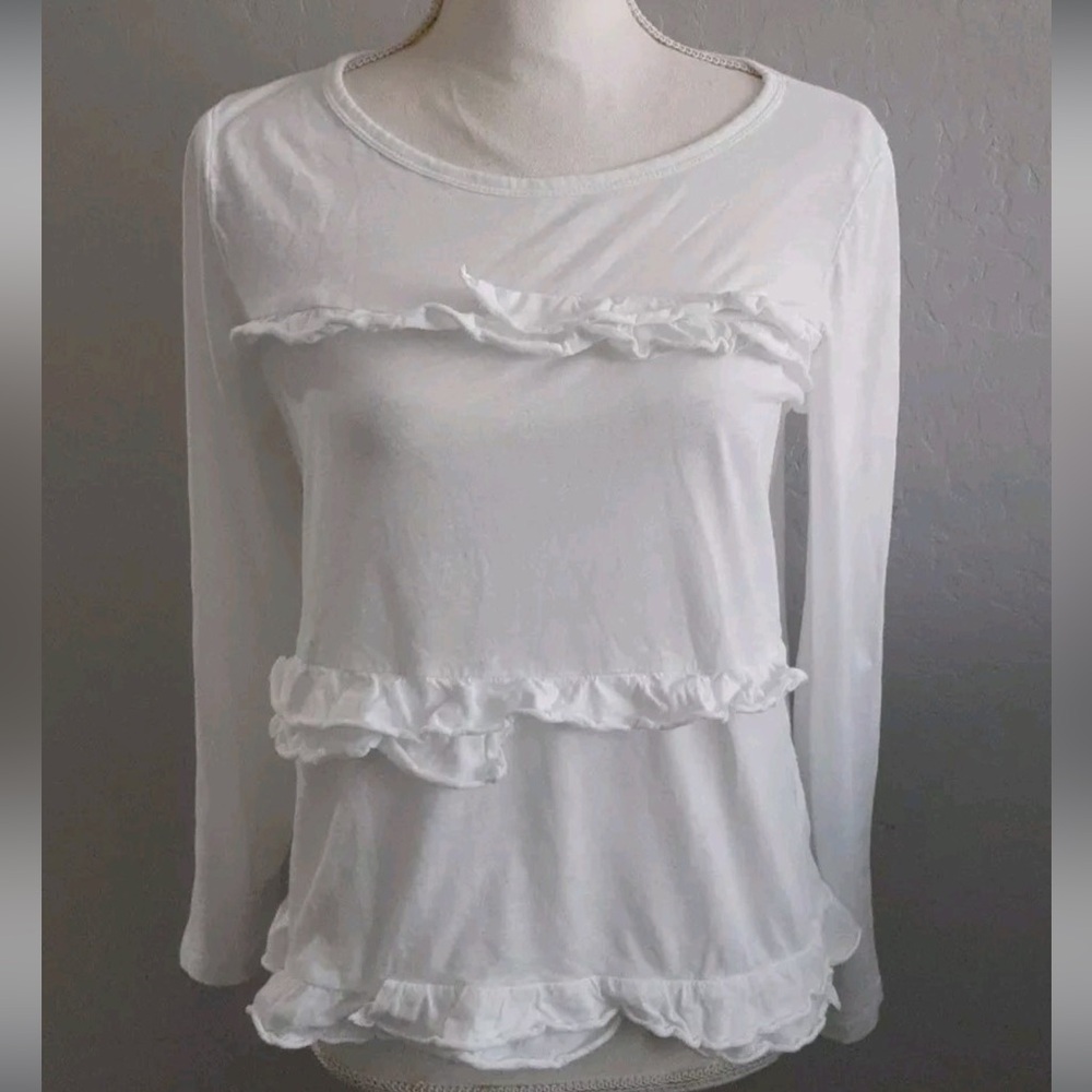 J. Crew Cream Ruffle Blouse